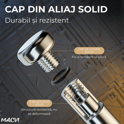 Bata telescopica Macvi® din otel inoxidabil cu maner antialunecare si mecanism extensibil design compact si rezistent