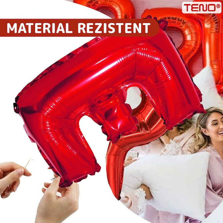 Balon in Forma de Litera E Teno®, metalizat, pentru Petreceri/Aniversari/Evenimente, rezistent, folie, rosu, 40 cm