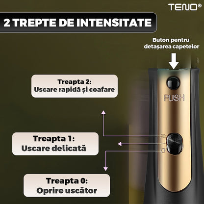 Uscator Profesional de Par 3 in 1 Teno®, aparat multifunctional coafare si uscare, 3 accesorii incluse, 1000W, gri