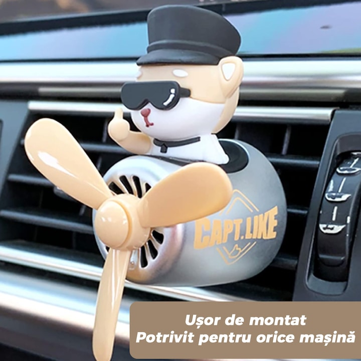 Difuzor Auto Aromaterapie Teno® car pilot bear cu palariuta, kit odorizant, 2 arome cu extracte naturale incluse