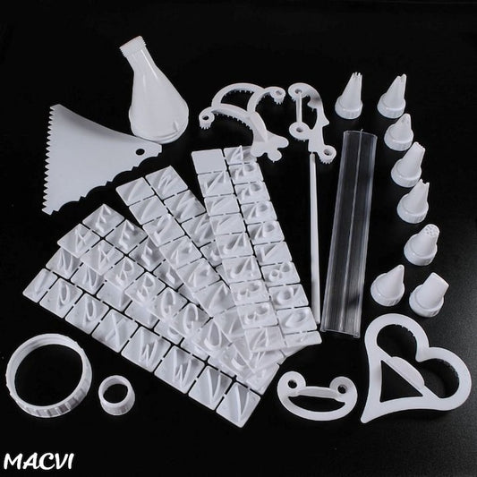 Kit 100 piese Macvi® pentru decorarea prajiturilor si torturilor, accesorii profesionale