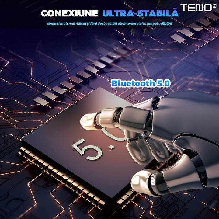 Modulator Auto FM Teno, Bluetooth 5.0, Functie Dubla Incarcare, Afisaj LED, Negru