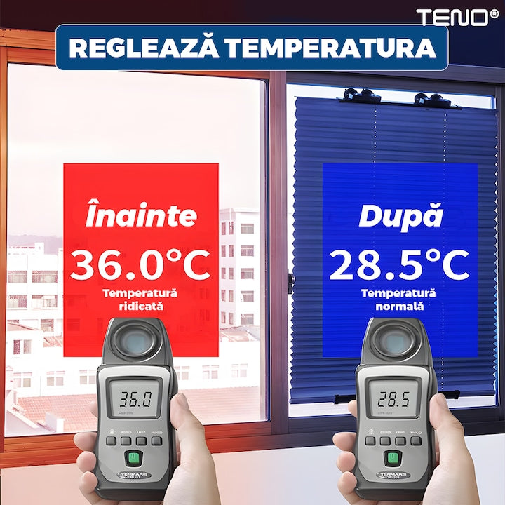 Parasolar Auto Retractabil Teno®, pliabil, universal, pentru masina/jaluzea, fereastra, montare usoara, ventuze de prindere, protectie UV, waterproof, 120x46 cm, negru