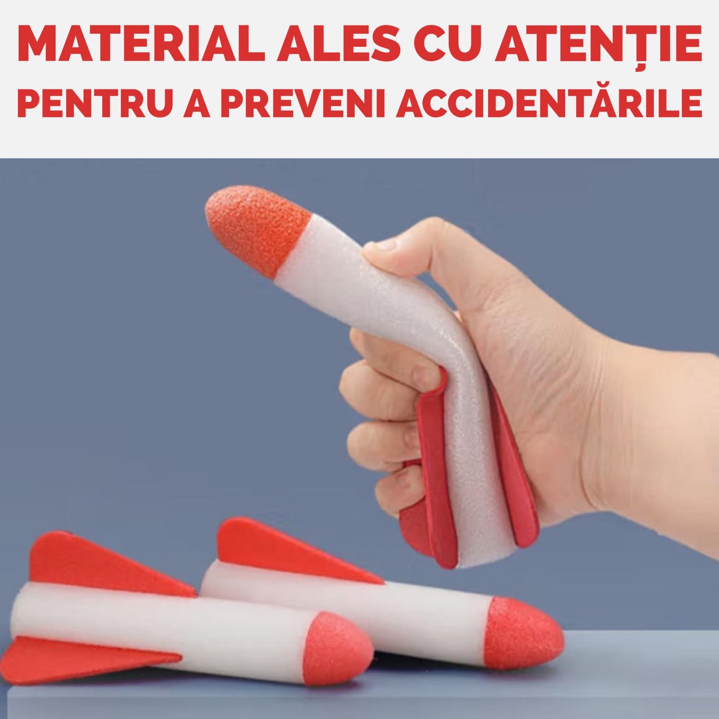 Set Lansator Rachete Macvi® cu Presiune Aer 2 Rachete Directie Reglabila Jucarie Exterior Copii