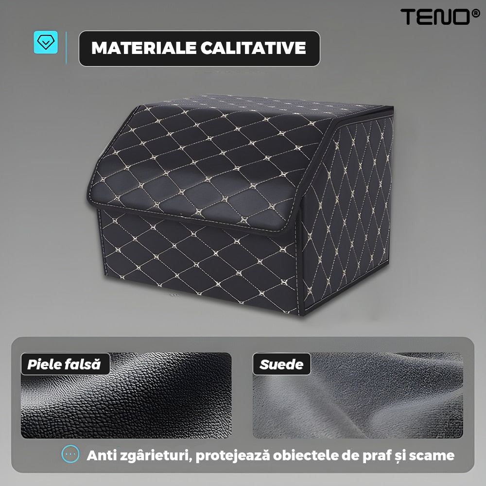 Organizator portbagaj auto Teno, pliabil, rezistent, negru carouri, M