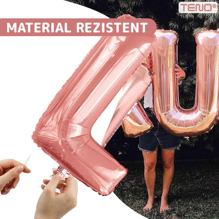 Balon in Forma de Litera L Teno®, metalizat, pentru Petreceri/Aniversari/Evenimente, rezistent, folie, rose gold, 40 cm