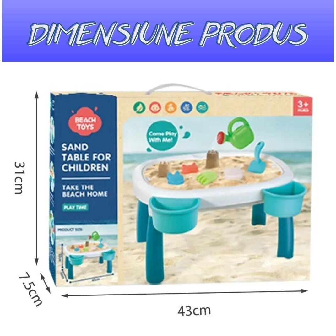 Masuta Joaca Nisip si Apa Macvi® pentru Copii cu Accesorii Masa Activitati Exterior Educativa Senzoriala