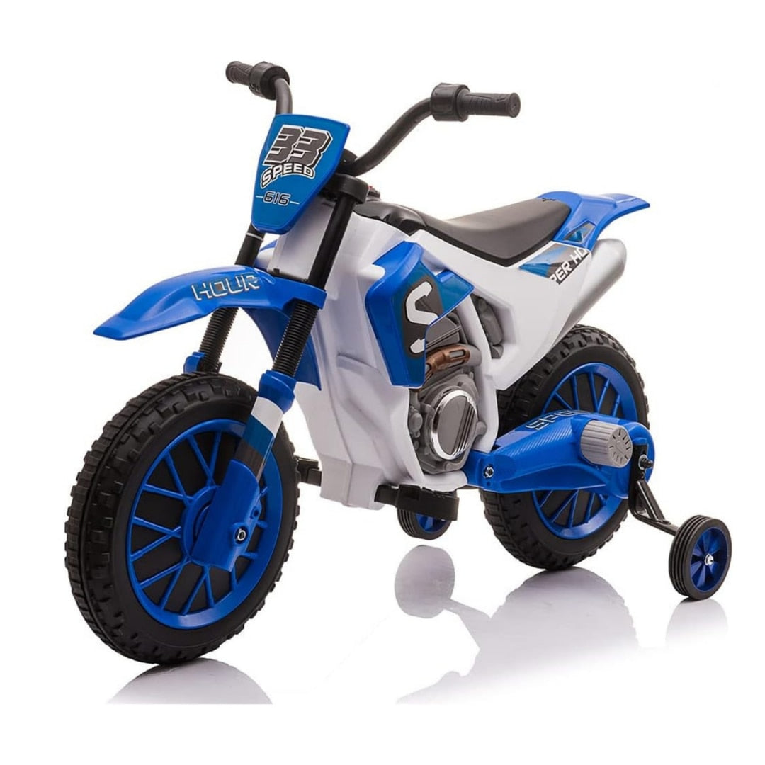 MOTOCICLETA CU ROTI AJUTATOARE ALBASTRU