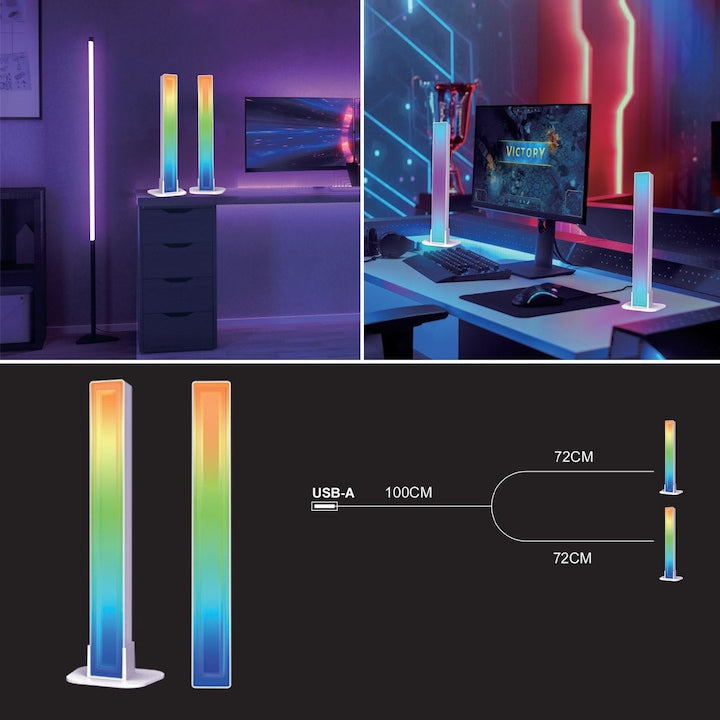 Set 2 Lampi Party LED RGB USB Macvi, 20 Programe, 7.5x3.5x28cm, Multicolor