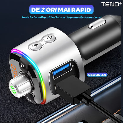 Modulator Auto FM, Teno, Bluetooth 5.0, functie dubla incarcare, afisare voltaj baterie, gri