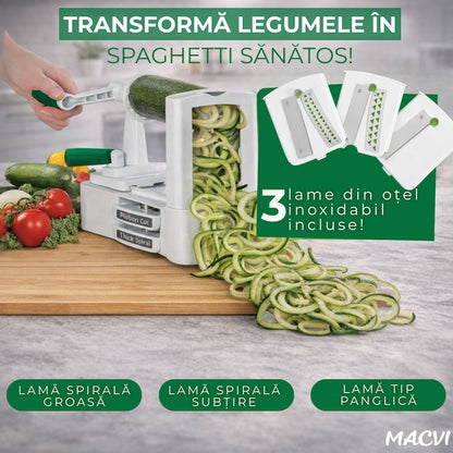 Razatoare Multifunctionala Macvi® din Plastic si Metal cu Lame din Otel Inoxidabil, Pentru Legume, Fructe si Branza