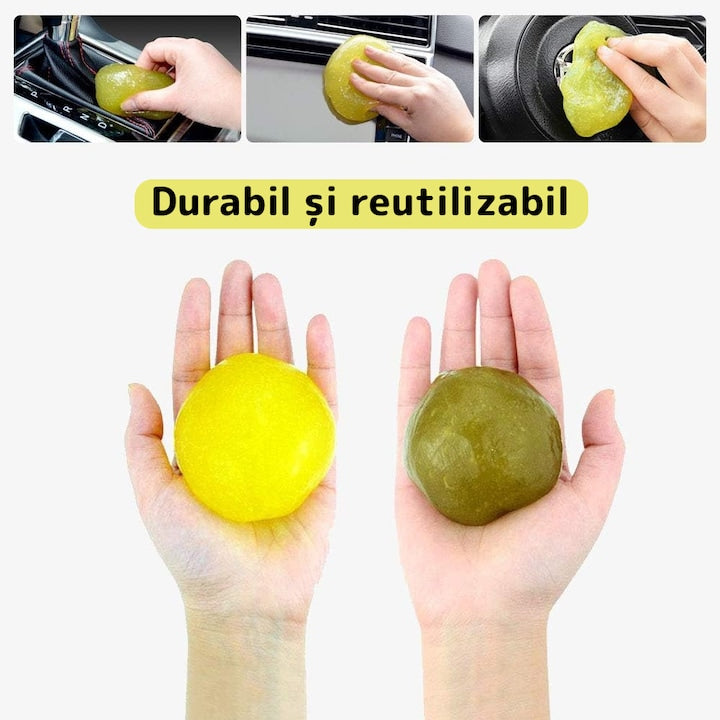 Slime pentru Curatat Spatii Greu Accesibile Teno®, Super Clean, interior auto, tastatura, uz casnic, galben