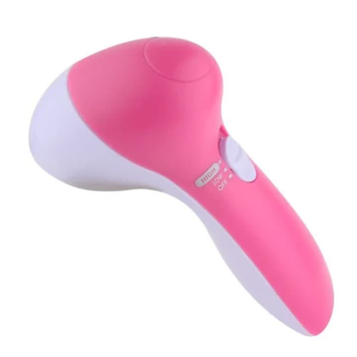 Aparat electric pentru exfoliere si masaj facial Tiessa®, 5 perii, reglare a vitezei, 13x7 cm