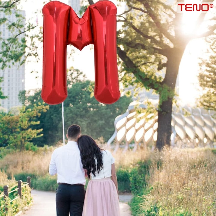 Balon in Forma de Litera M Teno®, metalizat, pentru Petreceri/Aniversari/Evenimente, rezistent, folie, rosu, 40 cm