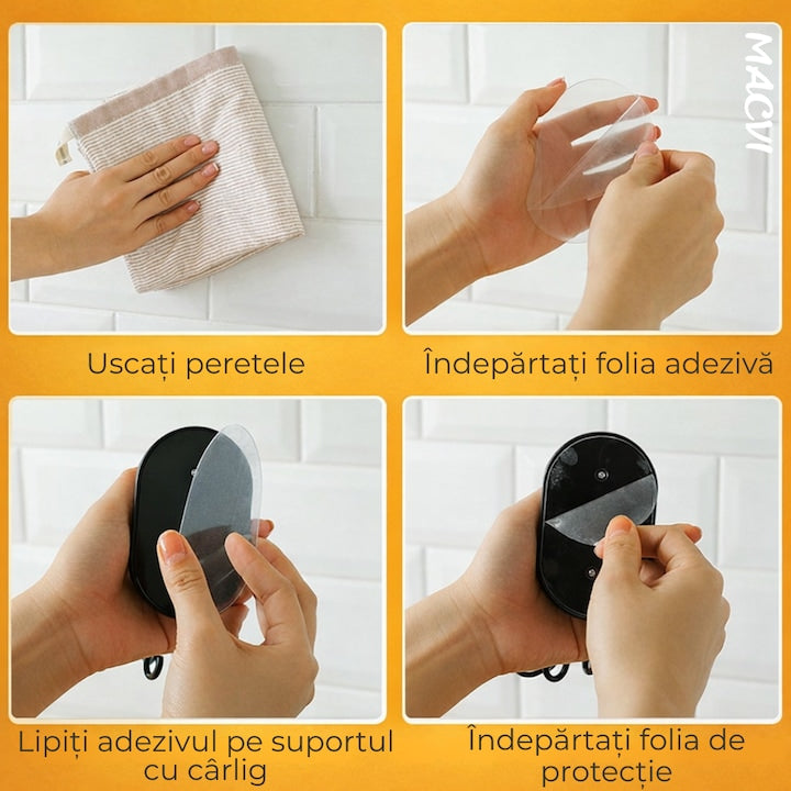 Suport Rotativ Macvi® pentru Ustensile de Bucatarie, 360° Reglabil, Negru, 14.5 cm x 6.5 cm x 10.5 cm, Rezistent