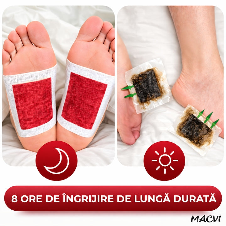 Set 10 Plasturi Plasturi Detox KINOKI Macvi® pentru Picioare cu trandafir, Detoxifiere Naturala, Eliminare Toxine, Reducere Miros Neplacut, Imbunatatire Somn, Relaxare si Revitalizare