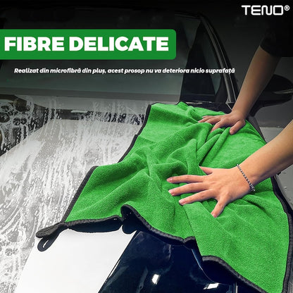 Prosop Auto din Microfibra Teno®, super absorbant, 2 straturi, materiale calitative, cusatura rezistenta, usor de curatat, lustruieste, 70 x 90 cm, verde