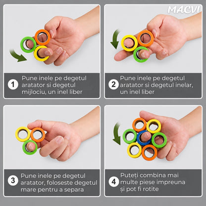 Set 3 inele Macvi® magnetice antistres Fidget, Multicolor