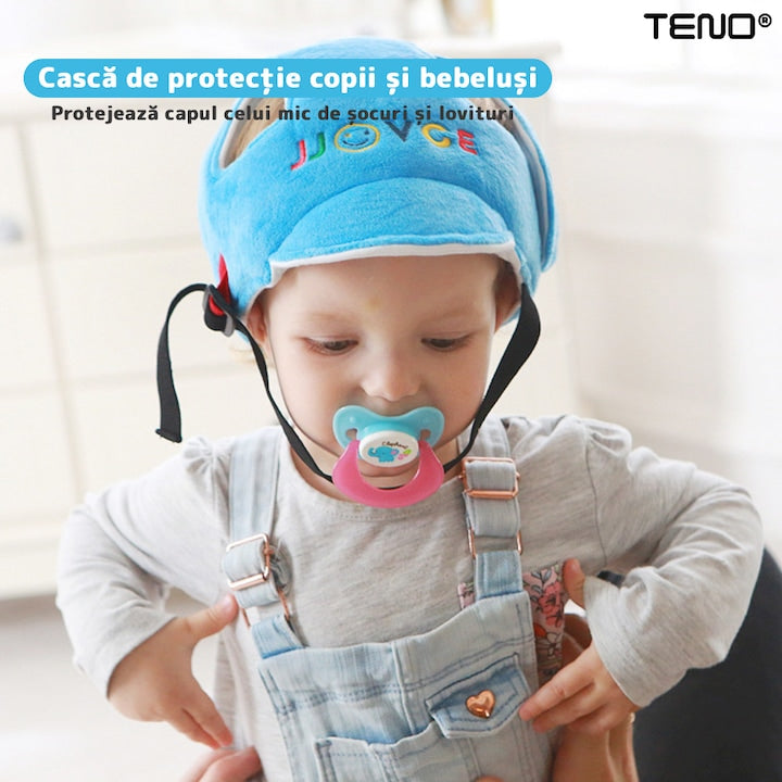 Casca Antisoc Bebelusi si Copii Teno®, protectie cazaturi, reglabila, ajustabila, patrupedie, usoara si comoda, albastru