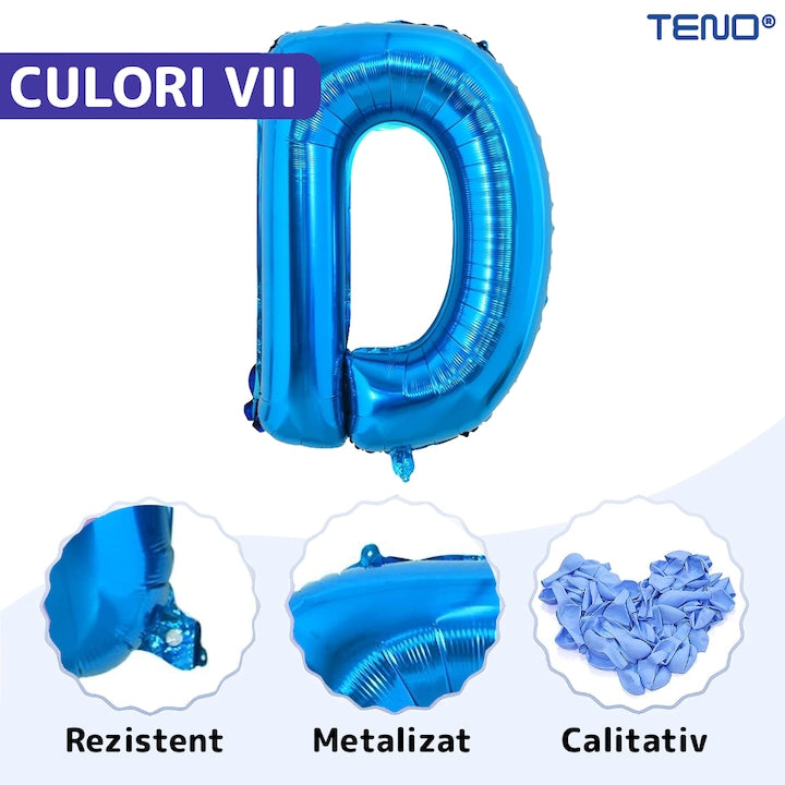 Balon in Forma de Litera D Teno®, metalizat, pentru Petreceri/Aniversari/Evenimente, rezistent, folie, albastru, 40 cm