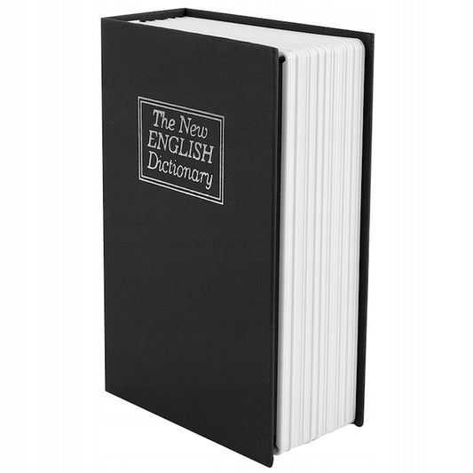 Seif Secret Tip Carte cu Cheie Macvi® Cutie Valori Metalica Model Dictionar Englez 24.5 x 15.9 x 5.7 cm Negru