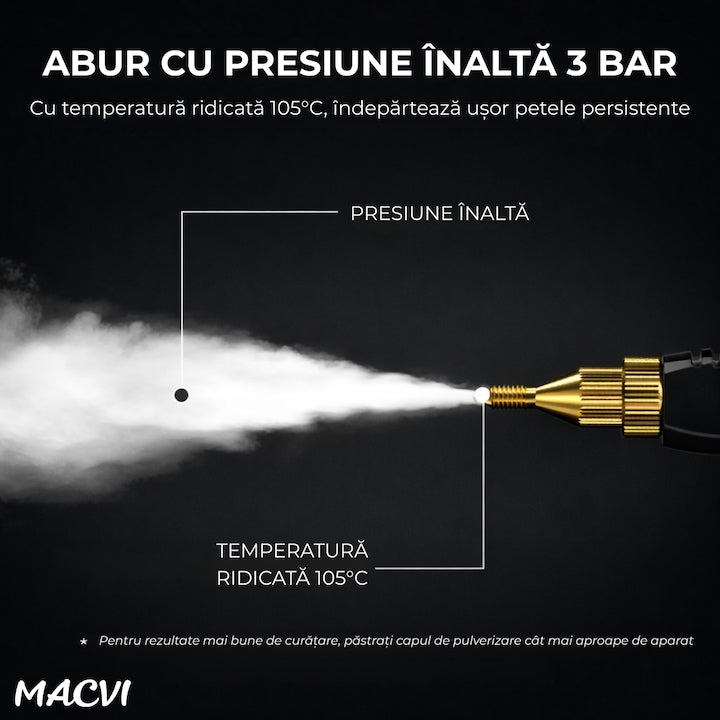 Aparat aburi Macvi® curatenie profesionala cu rezervor mare duze multiple si jet puternic pentru baie bucatarie tapiterii, Alb