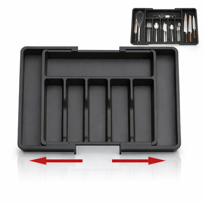 Organizator tacamuri sertar extensibil Macvi® 8 compartimente bloc pentru cutite detasabil negru