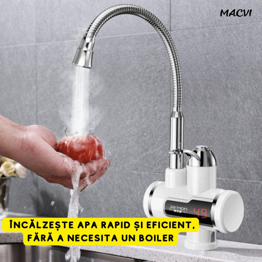 Robinet electric Model RX-00701 Macvi®, LED, apa calda instant, WSN + Filtru pentru apa, montabil pe robinet, Alb