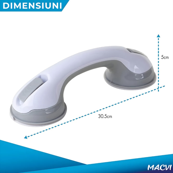 Maner de baie Macvi® cu ventuze puternice maner antiderapant bara de sprijin baie cada si toaleta portabil fara gauri pana la 113 kg
