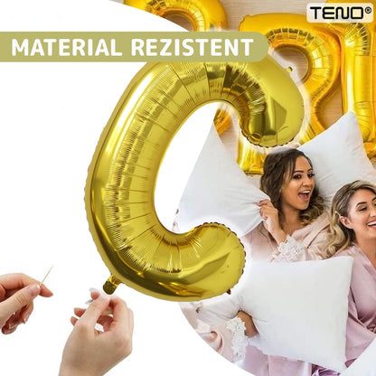 Balon in Forma de Litera C Teno®, metalizat, pentru Petreceri/Aniversari/Evenimente, rezistent, folie, gold, 40 cm
