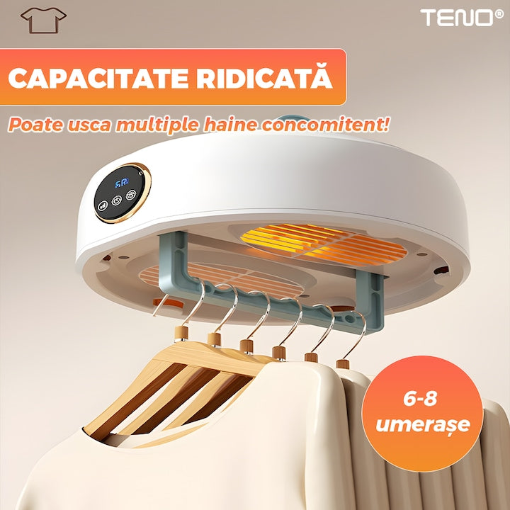 Uscator Electric Teno®, pentru rufe, sterilizare UV, capacitate 10 kg, timer 1-4 ore, 600 W, 14.3 x 21.5 x 22.1 cm, alb