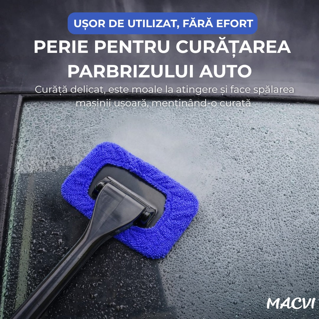 Instrument curatare geamuri auto MACVI, maner ergonomic, laveta microfibra reutilizabila, plastic PP, 34cm