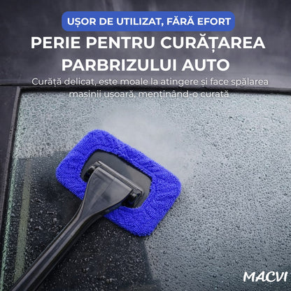 Instrument curatare geamuri auto MACVI, maner ergonomic, laveta microfibra reutilizabila, plastic PP, 34cm