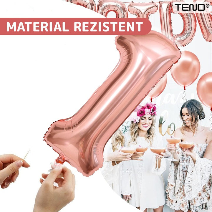 Set 2 Baloane Cifra 18 Teno®, pentru Petreceri/Aniversari/Evenimente/Majorate, 105 cm, rose gold