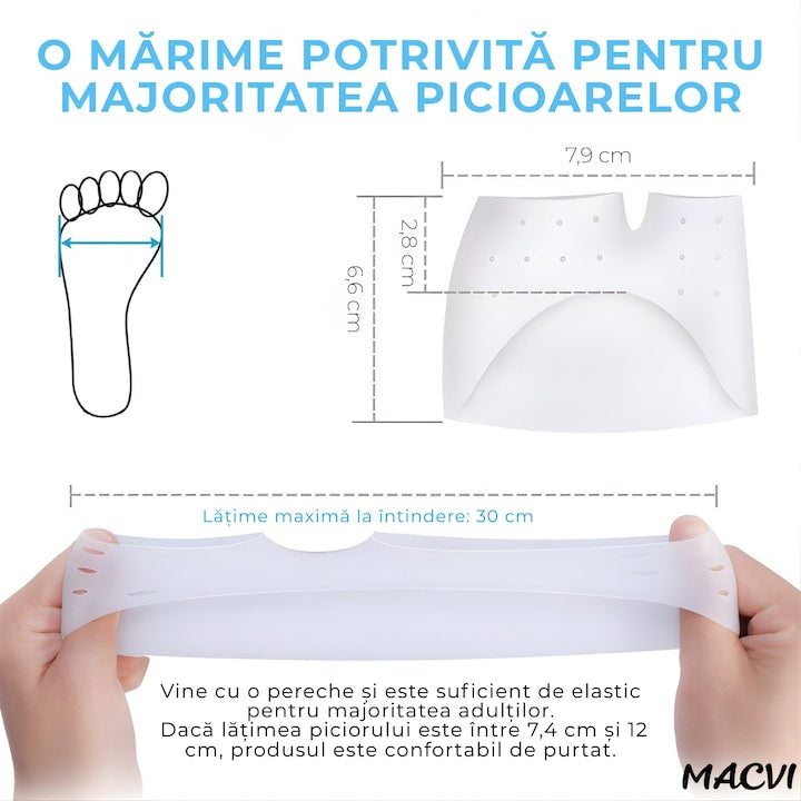 Protectii Gel pentru Degete si Antepicior, MACVI, Set 1 Pereche, Silicon, Ameliorare Dureri Monturi si Fasciita Plantara