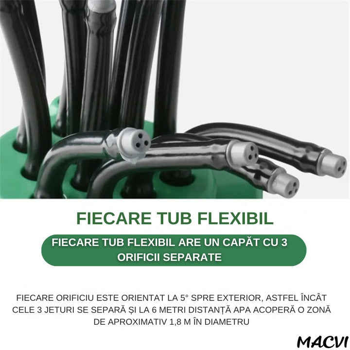 Aspersor Gradina Multifunctional Macvi® 360°, 12 Tuburi Flexibile, Economisire Apa