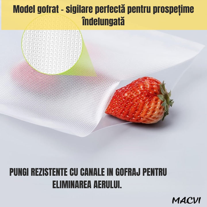 Set pungi vidat Macvi® 20x30 cm, 50 bucati, rezistente, pentru sous-vide si depozitare