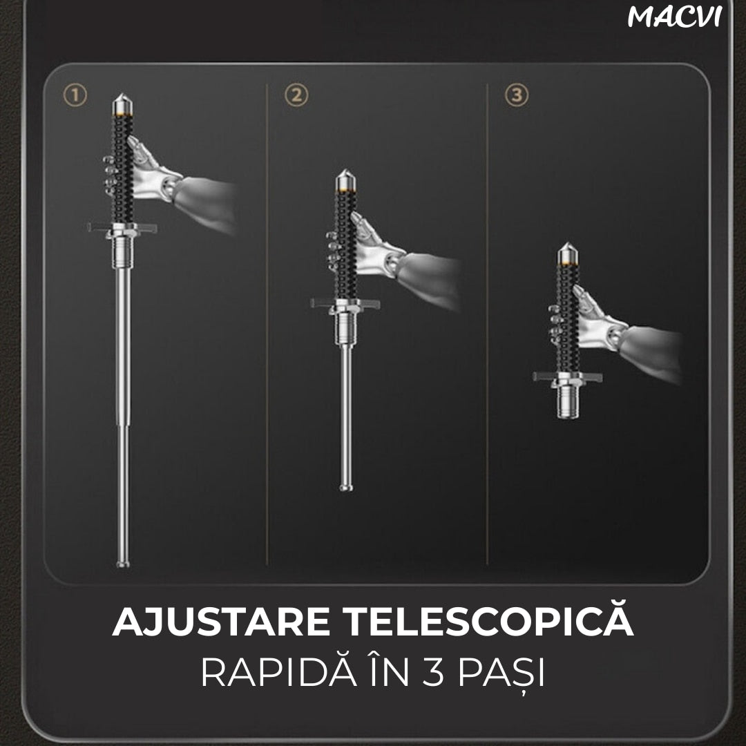Bata telescopica Macvi® din otel inoxidabil cu maner antialunecare si mecanism extensibil design compact si rezistent
