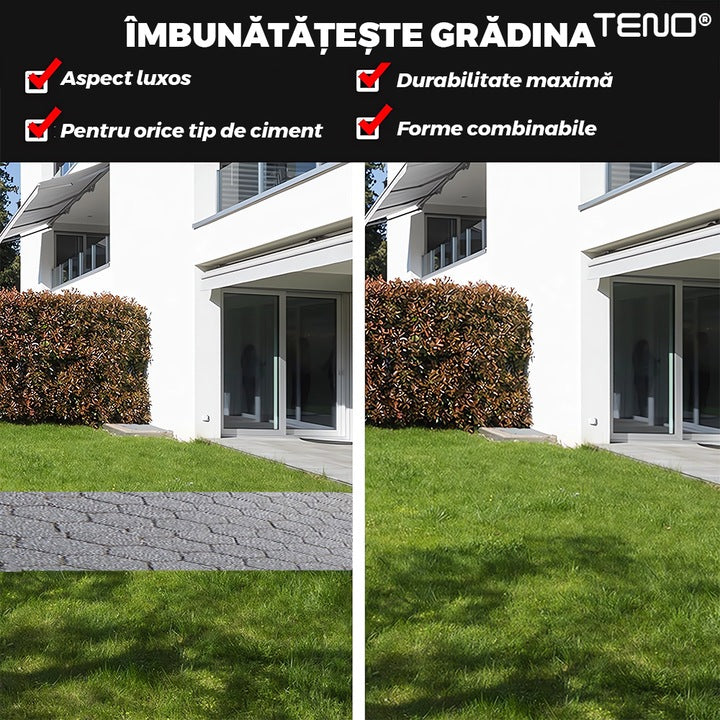 Matrita cu Contur pentru Turnat Pavaj Teno®, pentru beton amprentat sau piatra decorativa, imita piatra naturala, imbunatateste aspectul gradinii, plastic, model 3, 39.5 x 4 cm, negru