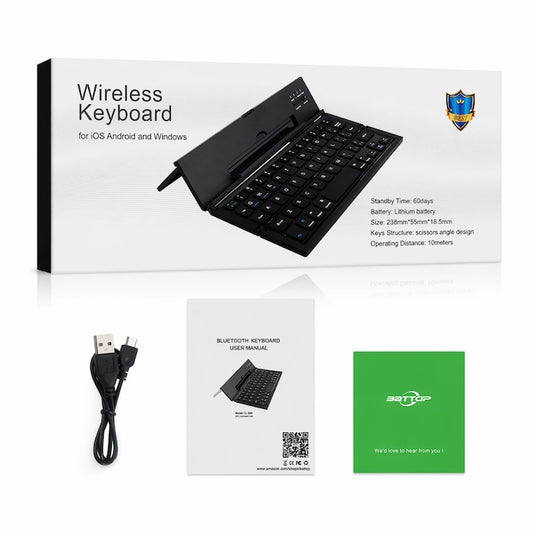Tastatura Bluetooth pliabila Macvi® wireless, compacta, touchpad integrat, compatibila tableta si laptop, negru