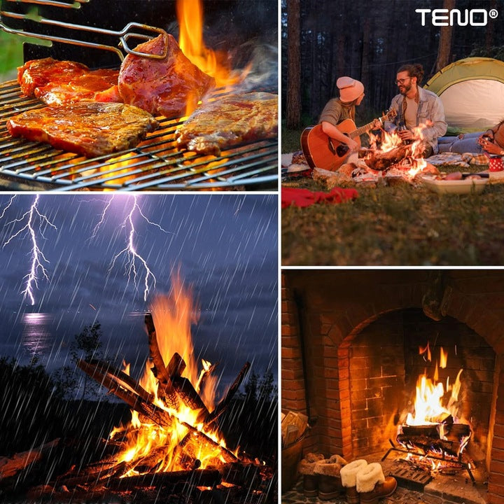 Set 48 Cuburi pentru Aprins Focul Teno®, pastile aprinzatoare, timp indelungat de ardere, incalzire centrala, seminee, sobe, camping, drumetii
