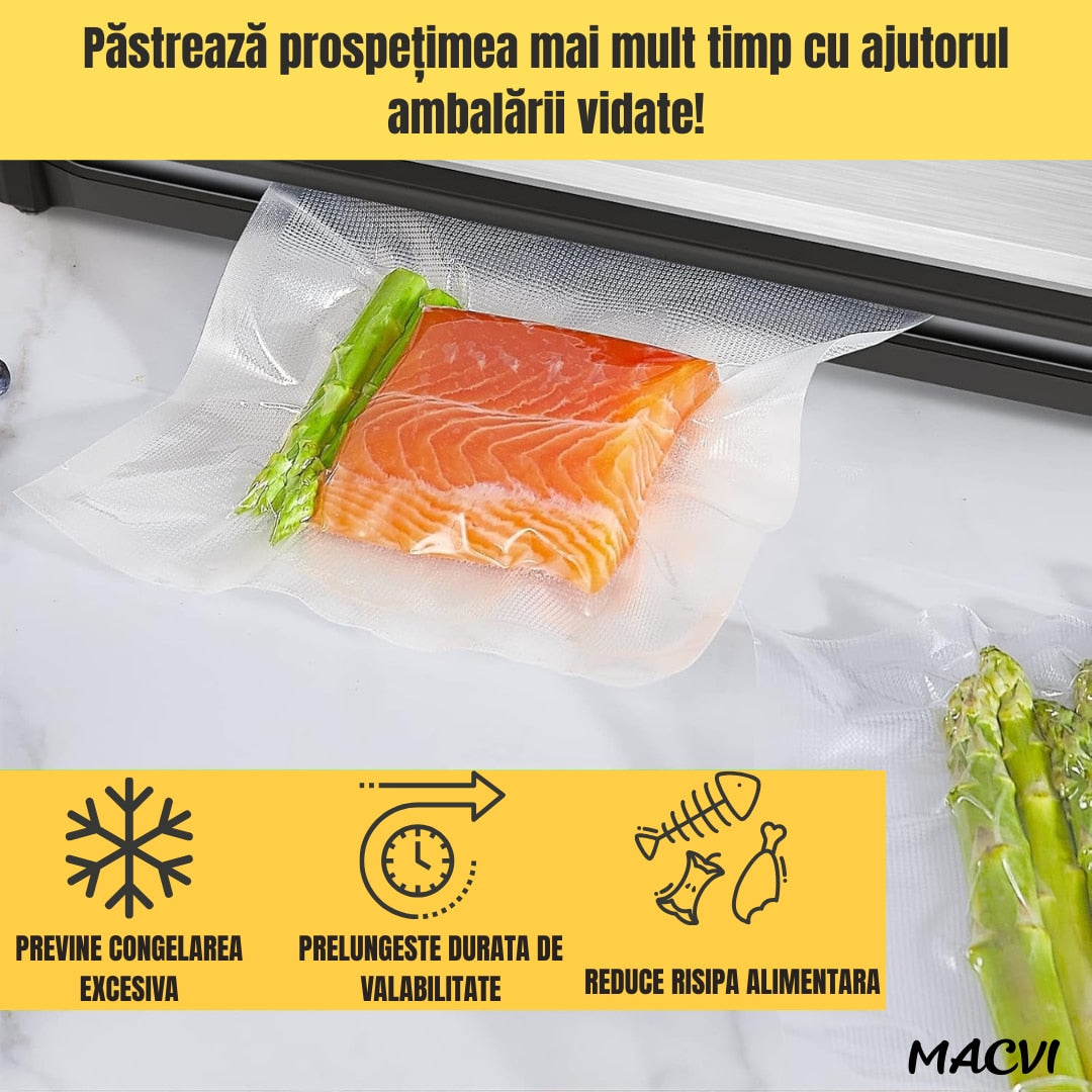 Set pungi vidat Macvi® 20x30 cm, 100 bucati, etansare puternica, sigure pentru congelator