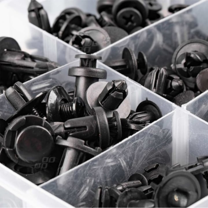 Set Cleme Auto 620 Piese Macvi, 16 Tipuri, Plastic Rezistent, Cutie Organizare