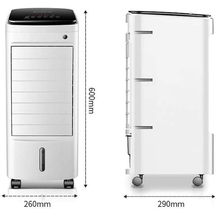 Racitor Macvi®, control digital, telecomanda, 65W, rezervor 3.5L, 3 viteze, 2 moduri de suflare, portabil, alb
