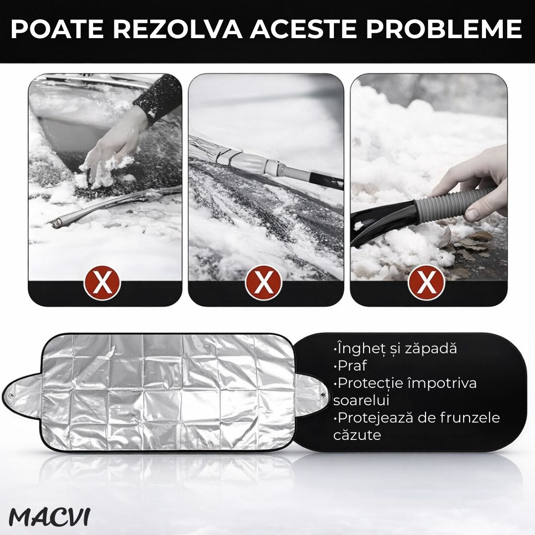 Parasolar Auto Macvi® pentru Parbriz, 70 x150 cm, Protectie UV, cu 2 fete