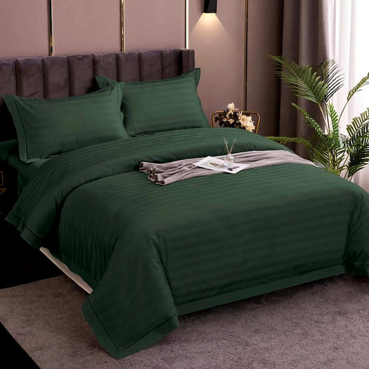 Lenjerie de pat Macvi® Verde 4 piese cearceaf cu elastic 180x200 cm pilota 200x230 cm 2 fete perna 50x70 cm pat dublu