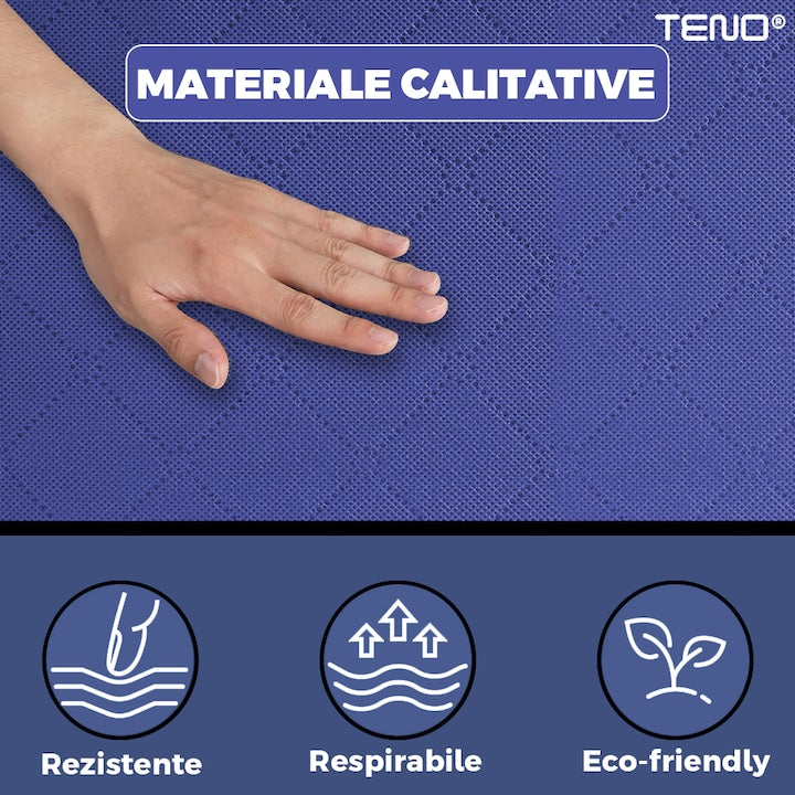 Cutie Depozitare si Organizare Mica Teno®, pliabila, maner ranforsat si fereastra transparenta, pentru haine/paturi/ plapumi/ perne/ lenjerii de pat/jucarii, 60 L, 46x 48x 28 cm, albastru