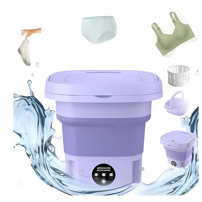 Masina de Spalat Rufe Portabila si Pliabila Macvi®, 6.5L, Functie Stoarcere, 3 Programe de Spalare, Compacta, Mov