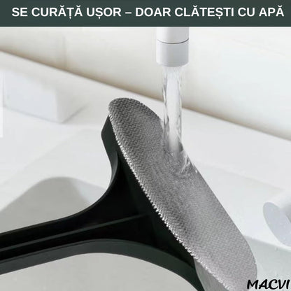 Racleta Macvi®, cauciuc, 46 x 15 cm, negru/galben, pentru curatarea rapida a sticlei si placilor