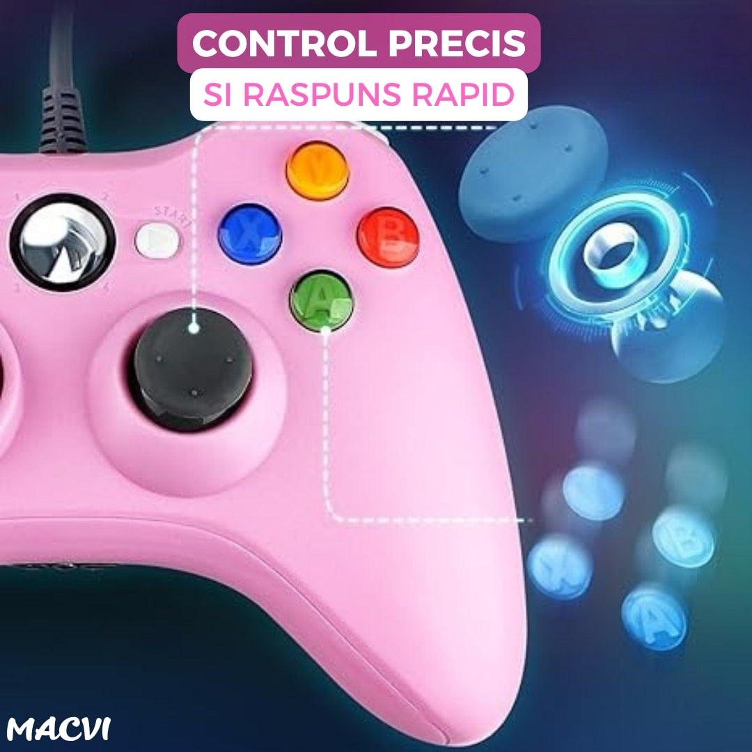Controller Dual Shock Macvi® pentru PC si Xbox 360 cu stick-uri analog vibratii realiste dualpad 8 directii conectare USB cablu 2, 5 m